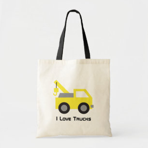 Bolso De Tela Amo los camiones, vehículo amarillo lindo para niñ
