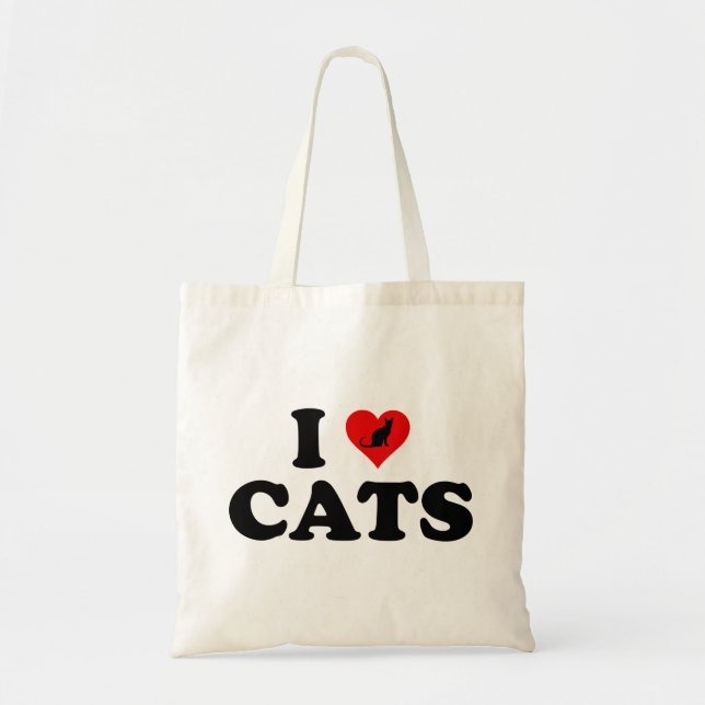 Bolso De Tela Amo los gatos (del corazón) (Frente)