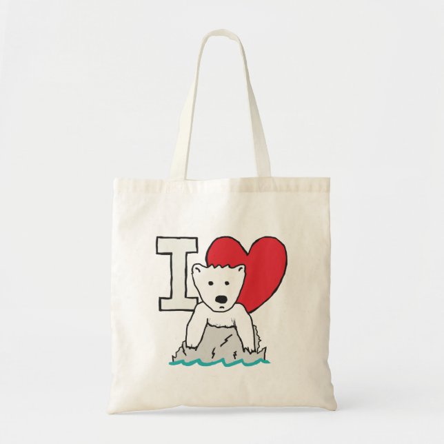 Bolso De Tela Amo Los Osos Polares (Frente)