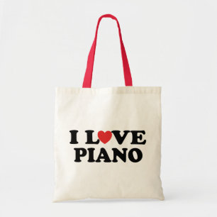 Bolso De Tela Amo los regalos de la música del piano del corazón