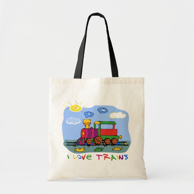 Bolso De Tela Amo los trenes (Frente)