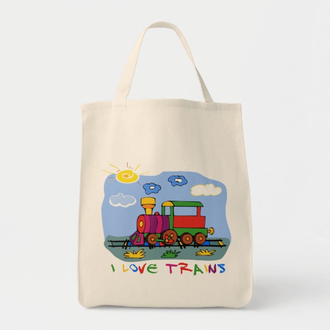 Bolso De Tela Amo los trenes (Frente)