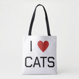 Bolso De Tela Amo Mensaje de Gatos