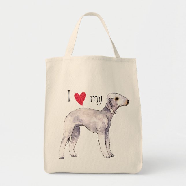Bolso De Tela Amo mi Bedlington Terrier (Frente)