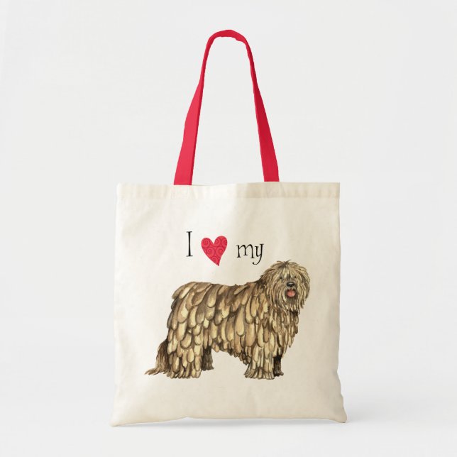 Bolso De Tela Amo mi Bergamasco (Frente)