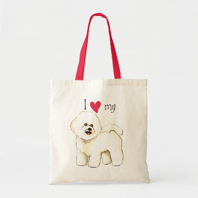 Bolso De Tela Amo mi Bichon Frise (Frente)