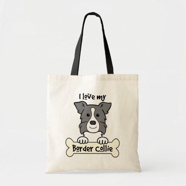 Bolso De Tela Amo mi border collie (Frente)