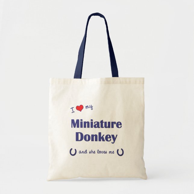 Bolso De Tela Amo mi burro miniatura (el burro femenino) (Frente)