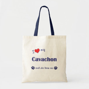 Bolso De Tela Amo mi Cavachon (el perro femenino)