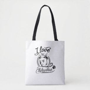 Bolso De Tela Amo mi Chihuahua - Mascota animal lindo Paw Dog Lo