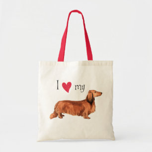 Bolso De Tela Amo mi Dachshund de pelo largo