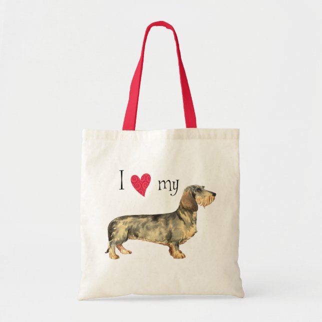 Bolso De Tela Amo mi Dachshund Wirehaired (Frente)