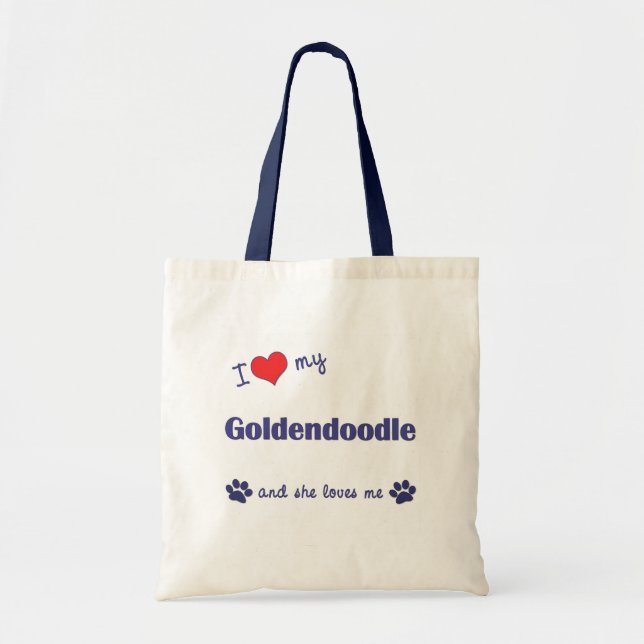 Bolso De Tela Amo mi Goldendoodle (el perro femenino) (Frente)
