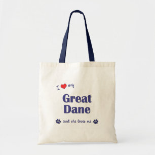 Bolso De Tela Amo mi great dane (el perro femenino)