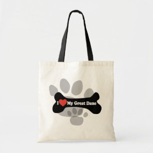 Bolso De Tela Amo mi great dane - hueso de perro