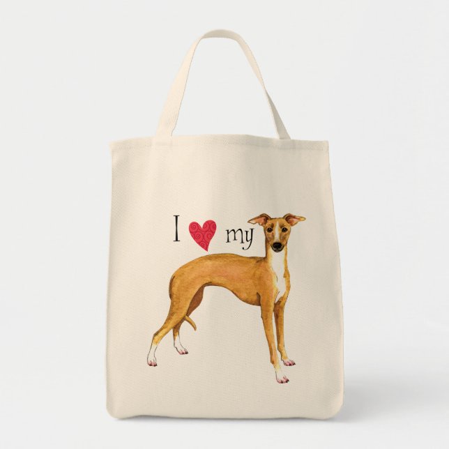 Bolso De Tela Amo mi Greyhound italiano (Frente)