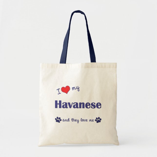 Bolso De Tela Amo mi Havanese (los perros múltiples) (Frente)