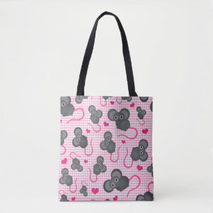 Bolso De Tela Amo mi modelo del ratón en rosa