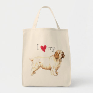 Bolso De Tela Amo mi perro de aguas de Clumber