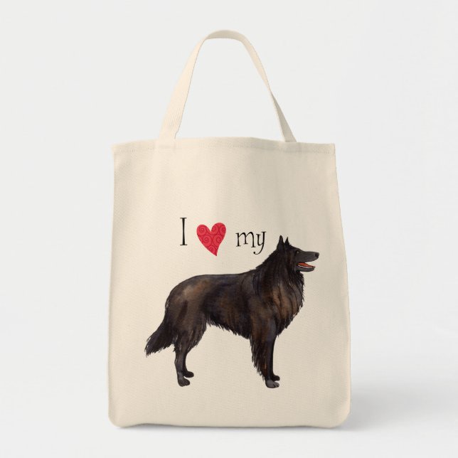 Bolso De Tela Amo mi perro pastor belga (Frente)