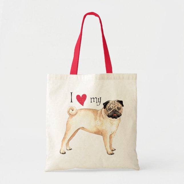 Bolso De Tela Amo mi Pug (Frente)