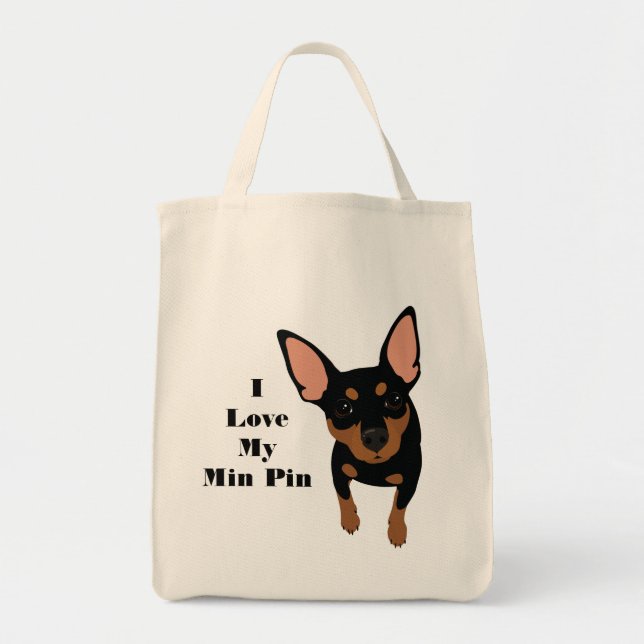 Bolso De Tela Amo mi tote del perro del Pin del minuto (el PIN (Frente)