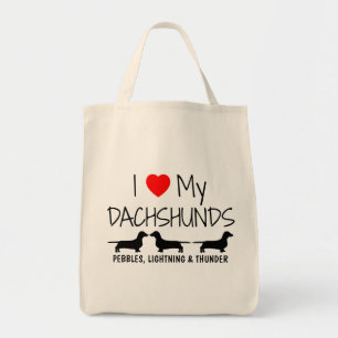 Bolso De Tela Amo Mis Tres Dachshunds