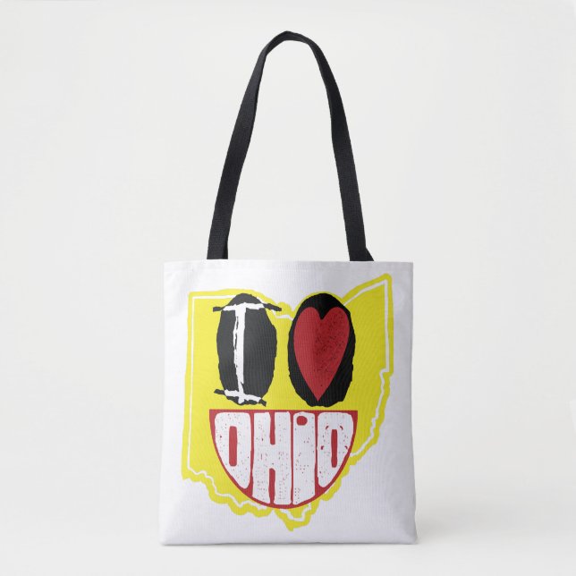 Bolso De Tela Amo Ohio Sonriendo Cara Feliz (Anverso)