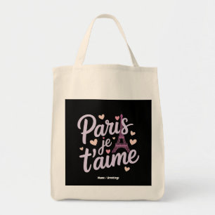 Bolso De Tela Amo París Je t'aime Eiffel Tower France T-Shirt