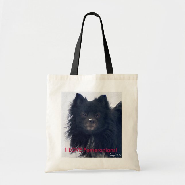 Bolso De Tela "AMO Pomeranians!" Tote del retrato de la acuarela (Frente)