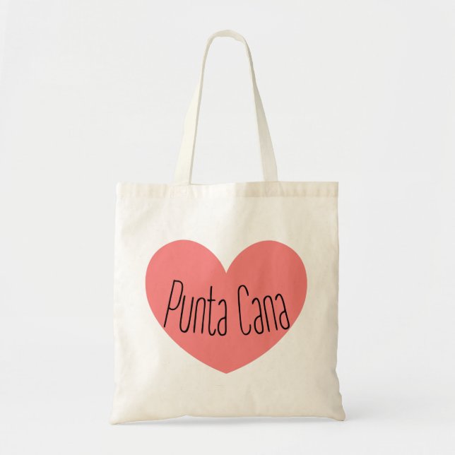 Bolso De Tela Amo Punta Cana Corazón Rosa (Frente)
