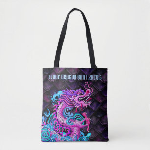 Bolso De Tela Amo regatas del dragón con el dragón rosado gran