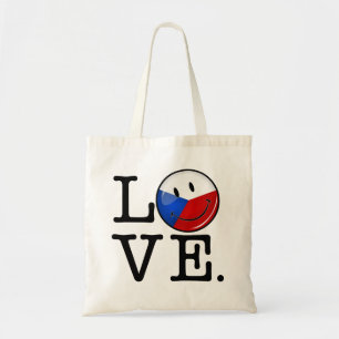 Bolso De Tela Amo República Checa Bandera sonriente