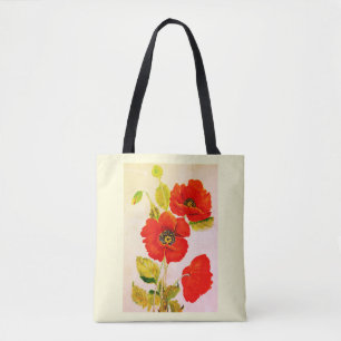 Bolso De Tela Amoda de amapolas rojas