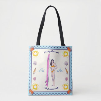 Bolso De Tela Among the waves, she finds herself.