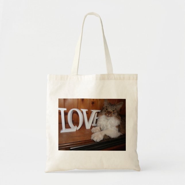 Bolso De Tela Amor al gato Maine Coon (Frente)