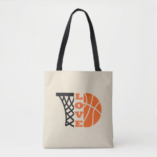 Bolso De Tela Amor Baloncesto y baloncesto naranja