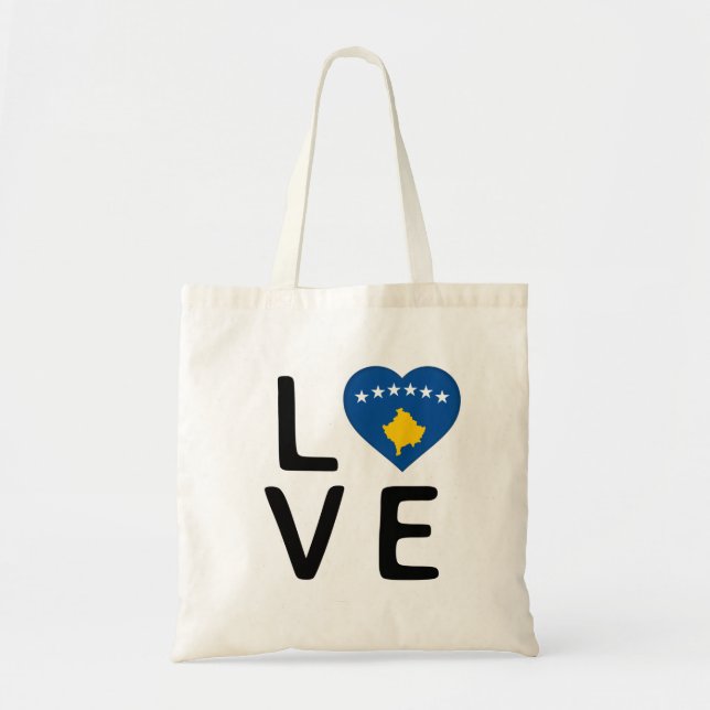 Bolso De Tela Amor - Bandera de Kosovo (Frente)