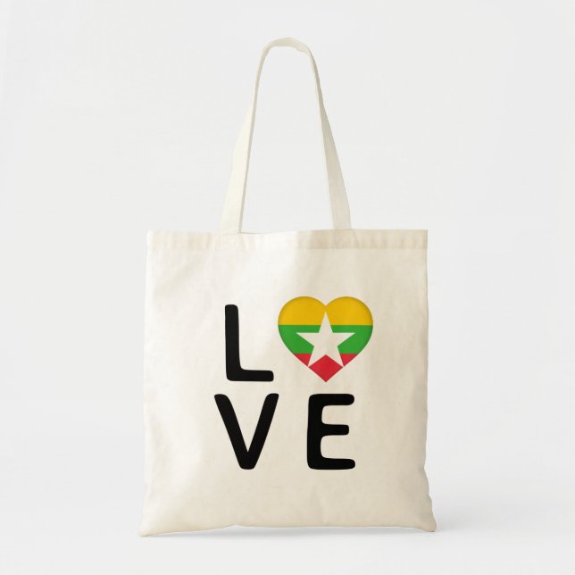 Bolso De Tela Amor - Bandera de Myanmar (Frente)