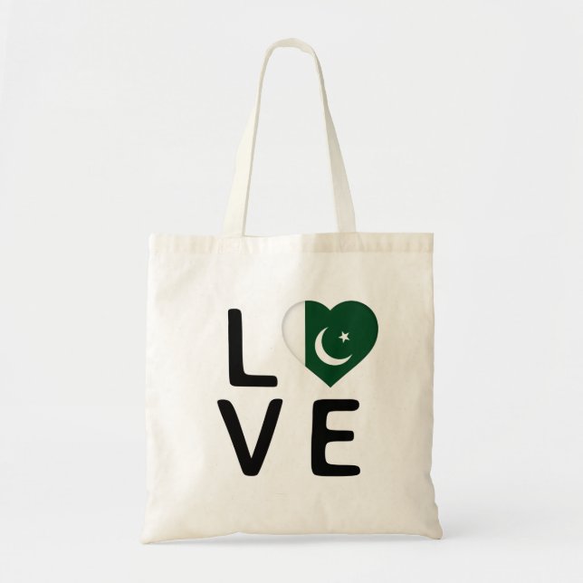 Bolso De Tela Amor - Bandera de Pakistán (Frente)