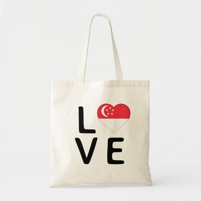 Bolso De Tela Amor - Bandera de Singapur (Frente)