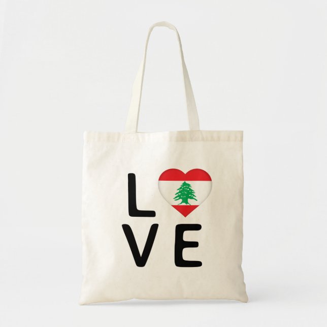 Bolso De Tela Amor - Bandera del Líbano (Frente)