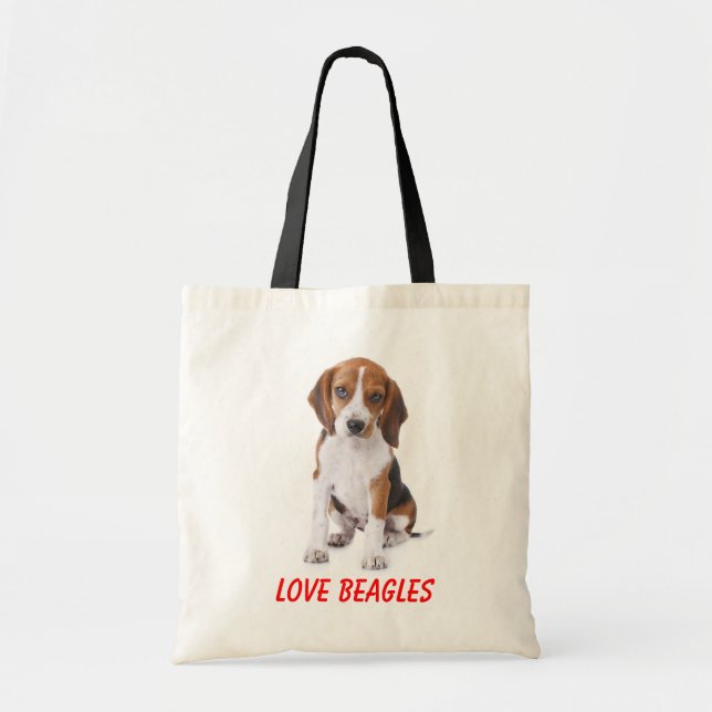 Bolso De Tela Amor Beagles Canvas de Perro Cachorro Cachorro Tot (Frente)
