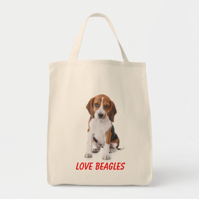 Bolso De Tela Amor Beagles Canvas de Perro Cachorro Cachorro Tot (Frente)