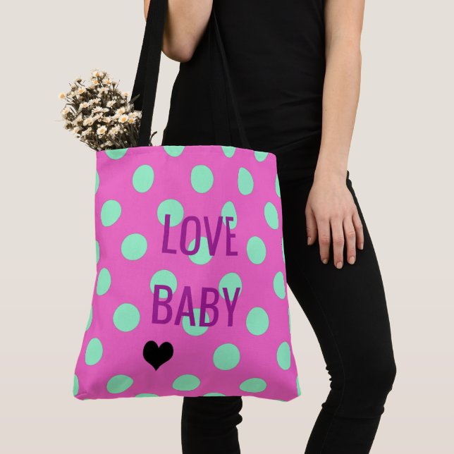 Bolso De Tela Amor Bebé Polka Dot Sprinkle Brilla Ducha Rosa (Detalle)