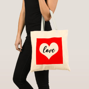 Bolso De Tela Amor blanco rojo
