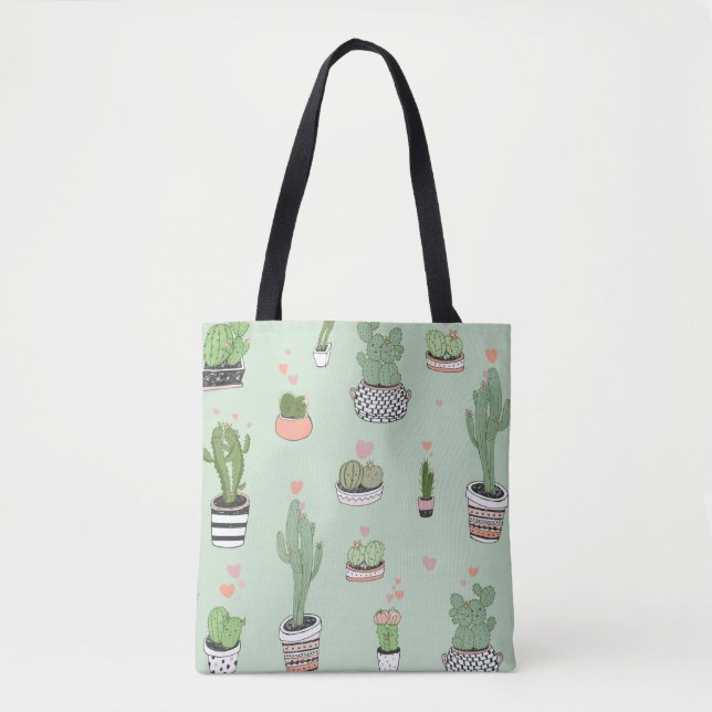 Bolso De Tela Amor Cactus: Patrón Personalizado. (Anverso)