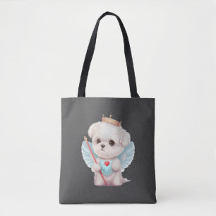 Bolso De Tela Amor celestial: Perro maltés Ángel lindo