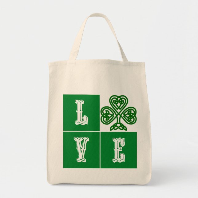 Bolso De Tela Amor Celtic Shamrock Hearts (Frente)