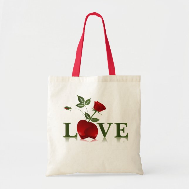 BOLSO DE TELA AMOR - CORAZÓN ROJO Y SUBIÓ (Frente)